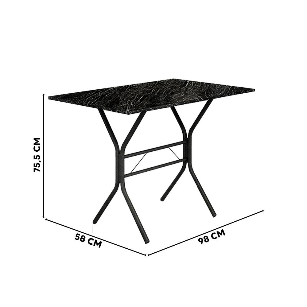 Mesa Com 4 Cadeiras 98x58 Marabá Angra Preto Móveis Teixeira - 4