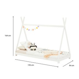 Cama Montessoriana Madeira Cabana com Estrado Elin Branco Idimex - 4