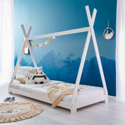 Cama Montessoriana Madeira Cabana com Estrado Elin Branco Idimex - 1