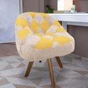 Ver imagem 1 de Poltrona Paloma Escritório Sala Giratória Madeira Suede Bege e Suede Mostarda - Dominic Decor