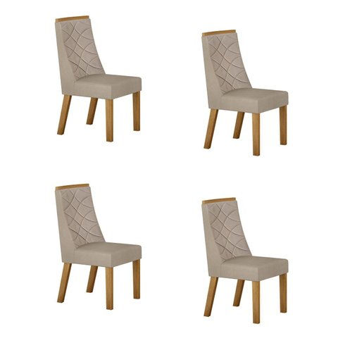 Kit de 4 Cadeiras para Sala de Jantar Aurora Bege/Cinamomo/Veludo