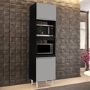 Ver imagem 2 de Paneleiro Cozinha Torre Quente 56cm Colorado Preto/cinza - Lumil Móveis