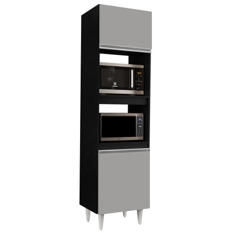 Paneleiro Cozinha Torre Quente 56cm Colorado Preto/cinza - Lumil Móveis
