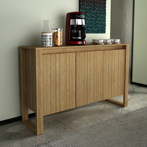 Balcão para Escritório com 3 Portas 136cm Me4147 Amêndoa Tecnomobili