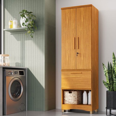 Armário Multiuso Blanc 2 Portas 1 Gaveta 100% MDF Canela - Rio Doce