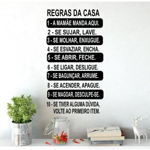 Adesivo de Parede Decorativo Frase Regras da Casa Numeradas