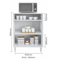 Balcão Multiuso com Tampo 2 Portas 61cm para Forno ou Microondas - 3