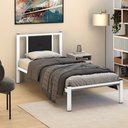 Ver imagem 3 de Cama Solteiro Infantil Juvenil Aurora de Ferro Reforçada com Painel Estofado Corino:branco/preto