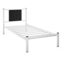 Ver imagem 7 de Cama Solteiro Infantil Juvenil Aurora de Ferro Reforçada com Painel Estofado Corino:branco/preto