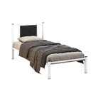 Ver imagem 5 de Cama Solteiro Infantil Juvenil Aurora de Ferro Reforçada com Painel Estofado Corino:branco/preto