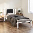 Ver imagem 4 de Cama Solteiro Infantil Juvenil Aurora de Ferro Reforçada com Painel Estofado Corino:branco/preto