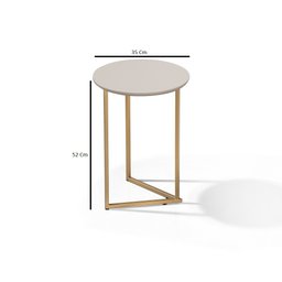 Conjunto de Mesa De Apoio Jade Sala Estar Pé de Aço Dourado - 6