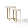 Conjunto de Mesa De Apoio Jade Sala Estar Pé de Aço Dourado - 2
