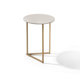 Conjunto de Mesa De Apoio Jade Sala Estar Pé de Aço Dourado - 3