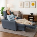 Ver imagem 3 de Poltrona Graça Cadeira Papai Mamãe Idoso Reclinável e Retrátil Cinza Boucle