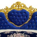 Ver mais imagens de Jogo de Sofá Clássico com Par de Poltronas Azul Escuro com Dourado 114x198x80cm x 104x84x75cm
