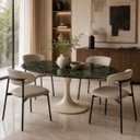 Ver imagem 4 de Mesa de Jantar Saarinen Oval 198x122 cm Tampo Mármore Verde Guatemala Base Laca Off White