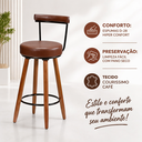 Ver imagem 2 de Kit 3 Banquetas Alta 80cm Giratória c/ Encosto 4 Pés Ilha Gourmet Balcão Bancada Corino Café