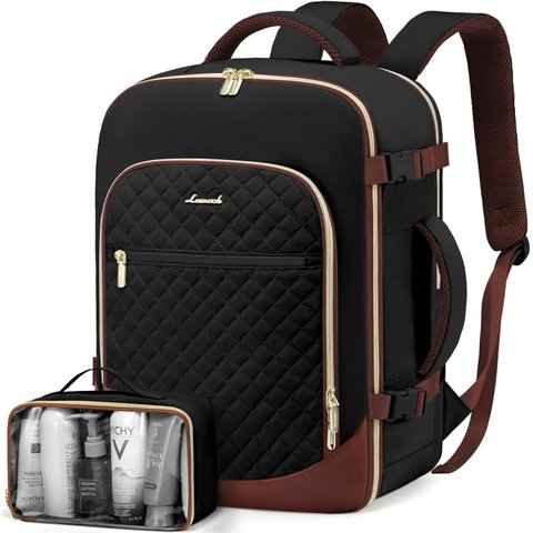 Lovevook Mochila Feminina de Viagem 15,6" Preto e Marrom