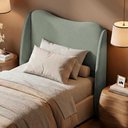 Ver imagem 2 de Cabeceira Orgânica para Cama Box Viúva Luma 120cm Bouclê Verde Menta - Abmaza