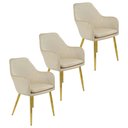 Ver imagem 1 de Kit 3 Cadeiras Poltrona Lines Base Dourada Recepção Sala Decorativa Suede