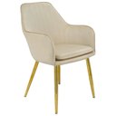 Ver imagem 2 de Kit 3 Cadeiras Poltrona Lines Base Dourada Recepção Sala Decorativa Suede