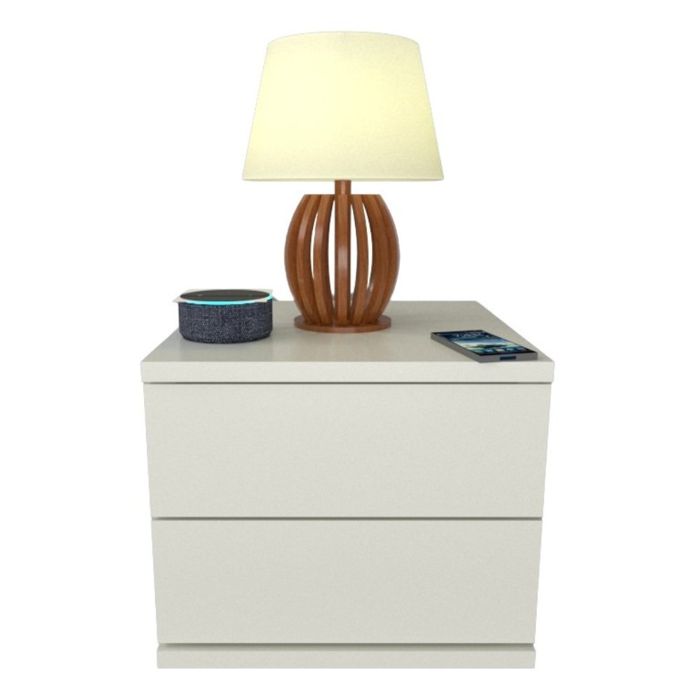 Mesa de Cabeceira 2 Gavetas 30 Cm Mdf Branco Fj Decor Suspensa