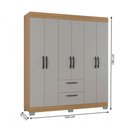 Ver imagem 4 de Guarda-roupa Solteiro Tóquio 6 Portas 2 Gavetas Damasco/off White - Poquema