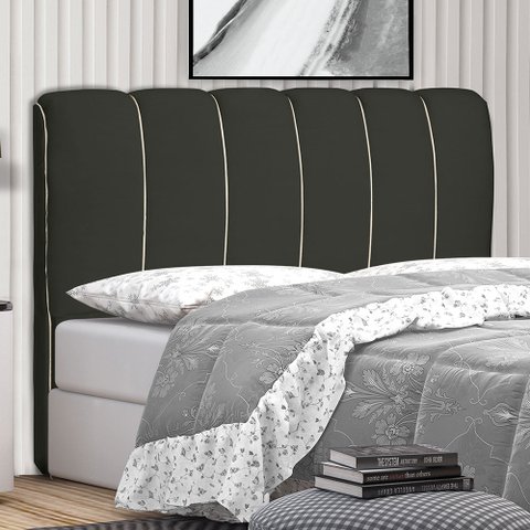 Cabeceira Cama Box Casal Berlim 140 Cm Suede Cinza Escuro - MV Estofados Shop