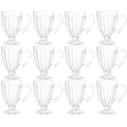Conjunto 12 Xícaras de Café 100ml Cristal Imperial Lyor Taças para Cafézinho Padaria Casa