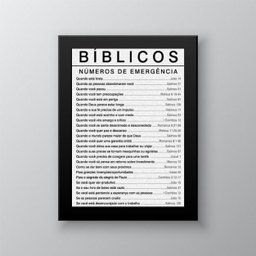 Quadro Salmos Bíblicos Números de Emergência 24x18cm - com Vidro:madeira Branca - 1