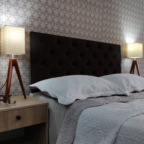 Cabeceira 160 Cama Box Classic Capitone Marrom Suede Painel Rbl