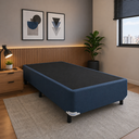 Ver imagem 2 de Base Cama Box Solteiro Azul Suede (88x188cm)