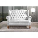 Ver imagem 3 de Sofá Imperador 2 Lugares 135cm Branco Couro Sintético Bella Decor Design Clássico
