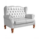 Ver imagem 5 de Sofá Imperador 2 Lugares 135cm Branco Couro Sintético Bella Decor Design Clássico