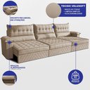 Ver imagem 7 de Sofá Retrátil e Reclinável 3,60m com Molas e Espuma D33 Thunder Velusoft Bege Cama Inbox