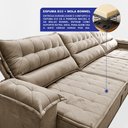 Ver imagem 3 de Sofá Retrátil e Reclinável 3,60m com Molas e Espuma D33 Thunder Velusoft Bege Cama Inbox