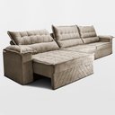 Ver imagem 5 de Sofá Retrátil e Reclinável 3,60m com Molas e Espuma D33 Thunder Velusoft Bege Cama Inbox