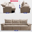 Ver imagem 2 de Sofá Retrátil e Reclinável 3,60m com Molas e Espuma D33 Thunder Velusoft Bege Cama Inbox