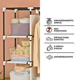 Guarda Roupa Closet Dobrável Organizador com Capa de Tecido 2 Portas - Roxo - 4