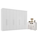Ver imagem 1 de Guarda Roupa Casal Master New 8 Portas 4 Gavetas MDP Cômoda Havana Branco Brilho Santos Andirá