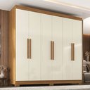 Ver imagem 1 de Guarda-Roupa Paris 6 Portas MDP com Pés Off White/Cinamomo