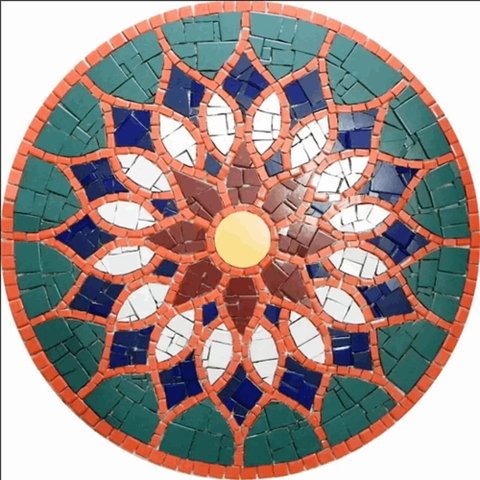 Mandala Indiana Piso Mosaico Vitral Árabe Cerâmico Tamanho 70cm