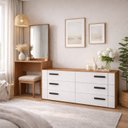 Ver imagem 1 de Cômoda Penteadeira 6 Gavetas Lisboa Branco/Freijó