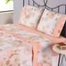 Jogo de Lençol Naturale Estampado Queen 4 Peças Ponto Palito Percal 180 Fios - Salmão Floral - 1