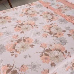 Jogo de Lençol Naturale Estampado Queen 4 Peças Ponto Palito Percal 180 Fios - Salmão Floral - 3