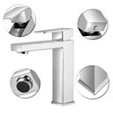 Ver imagem 2 de Torneira Bancada Banheiro Quadrada Inox 1/4 de Volta Cromado