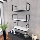 Ver imagem 1 de Kit 3 Prateleira Industrial Suspensa Parede Nicho Branco Cozinha Escritorio Sala Quarto Infantil
