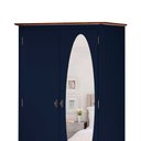 Ver imagem 3 de Guarda Roupa Solteiro Com Espelho 2 Portas 1 Gaveta 60406E Linz Móveis - Azul Petróleo/Imbuia