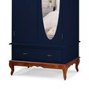Ver imagem 4 de Guarda Roupa Solteiro Com Espelho 2 Portas 1 Gaveta 60406E Linz Móveis - Azul Petróleo/Imbuia